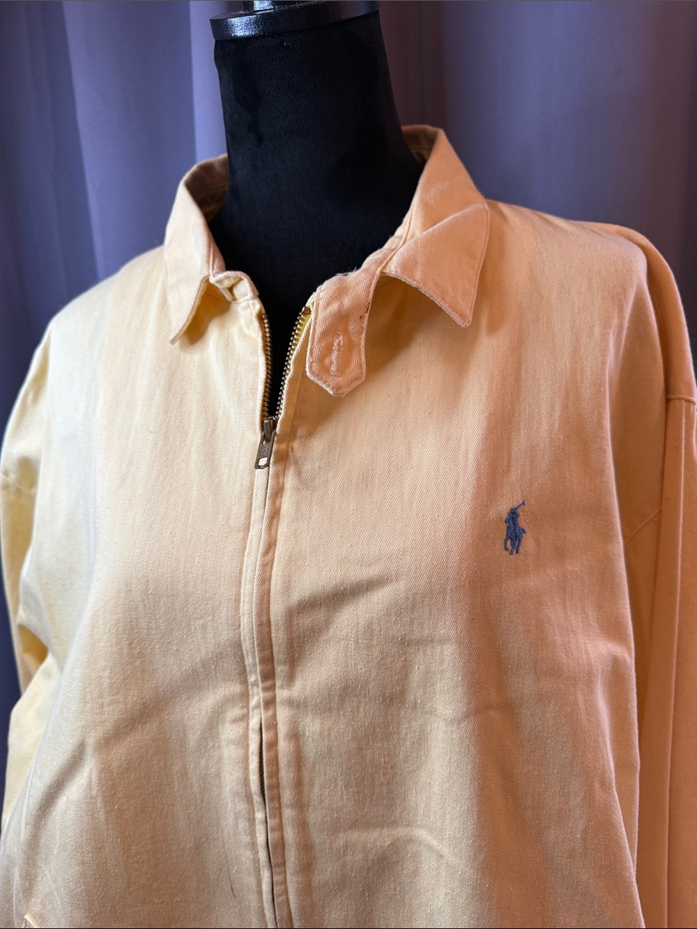 Ralph Lauren Pale Yellow Denim Polo Zip-Front Jacket